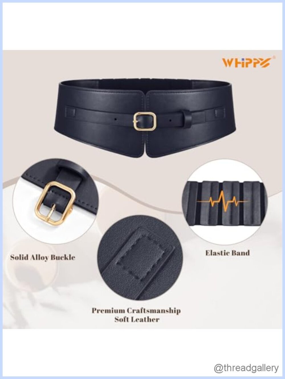 Wide Elastic Waist Belt Leather Stretch Belt for Dresses - Picture 2 of 5